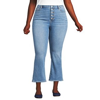 Plus Size Lands' End Recover High-Rise Kick Flare Crop Jeans