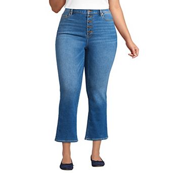 Plus Size Lands' End Recover High-Rise Kick Flare Crop Jeans