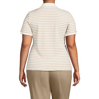 Plus Size Lands' End Short Sleeve Ribbed Polo