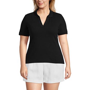 Plus Size Lands' End Short Sleeve Ribbed Polo