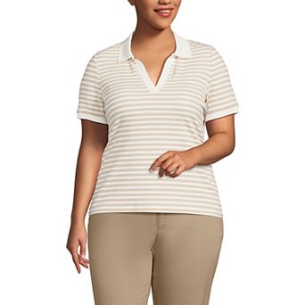 Plus Size Lands' End Short Sleeve Ribbed Polo