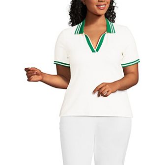 Plus Size Lands' End Short Sleeve Ribbed Polo