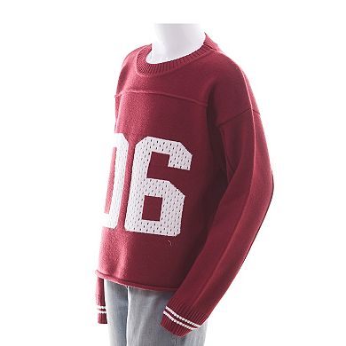 Girls 7-16 Mini Society Numbered Sport Jersey Sweater
