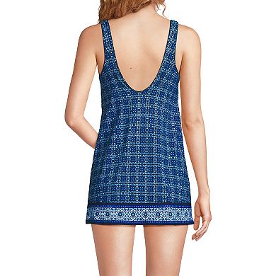 Women's Lands' End Scoop Neck Mini Swim Dress One-Piece Swimsuit