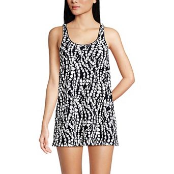 Women's Lands' End Scoop Neck Mini Swim Dress One-Piece Swimsuit