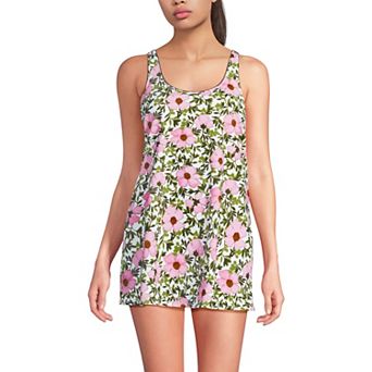 Women's Lands' End Scoop Neck Mini Swim Dress One-Piece Swimsuit