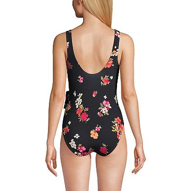 Women's Lands' End Chlorine Resistant High Leg One-Piece Swimsuit