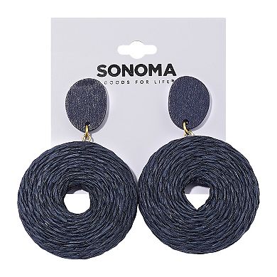 Sonoma Goods For Life® Blue Raffia Wrapped Open Circle Drop Earrings