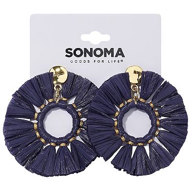 Sonoma Goods For Life® Gold Tone Raffia Ring Tasseled Drop Earrings