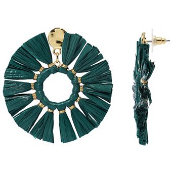 Sonoma Goods For Life® Gold Tone Raffia Ring Tasseled Drop Earrings