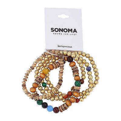 Sonoma Goods For Life® Gold Tone Acrylic Wood Beaded Bracelets