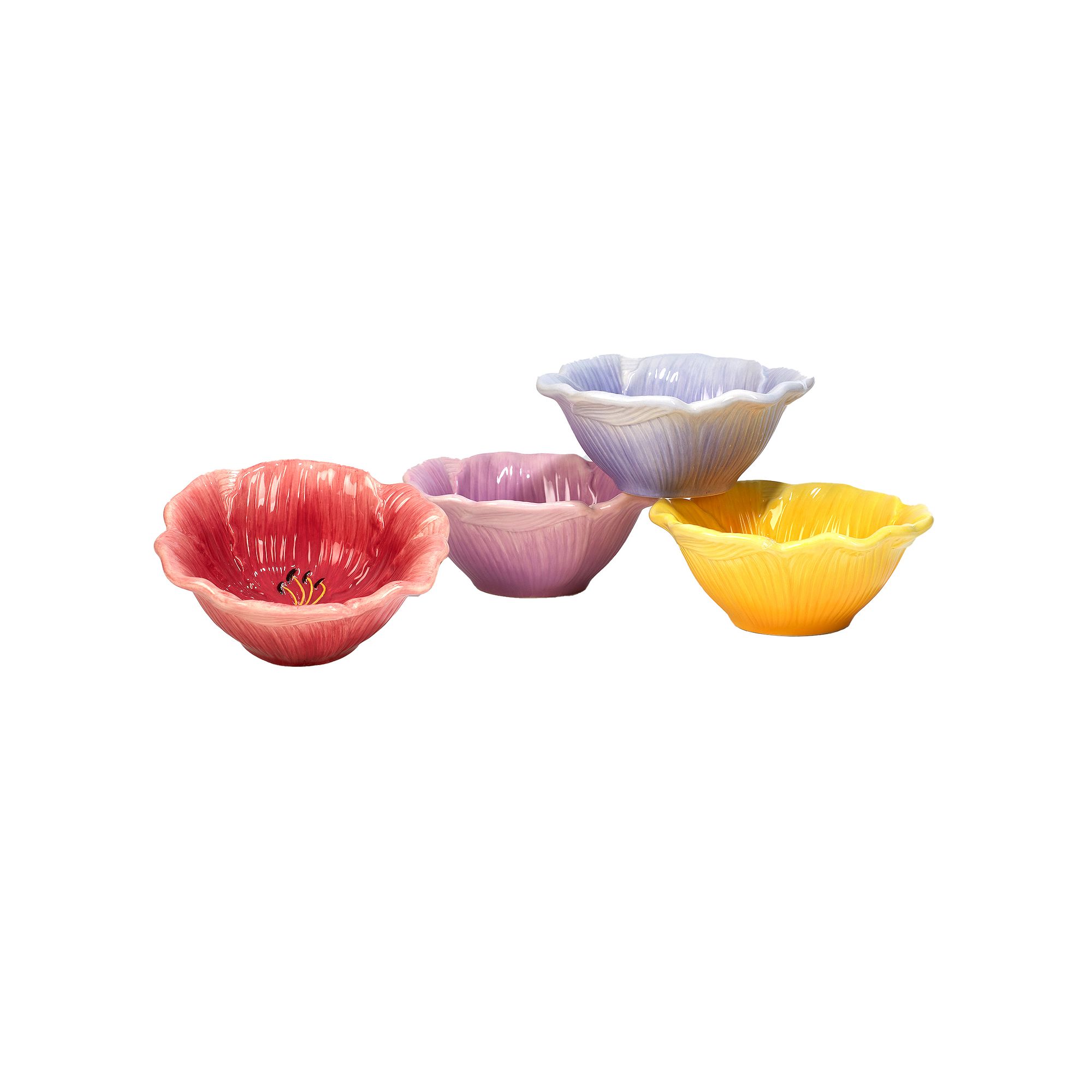 Certified International 4-Piece Hummingbird Ice Cream Bowl Set, Multi
