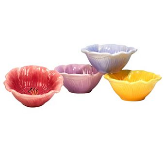 Certified International 4 pc Hummingbird Ice Cream Bowl Set