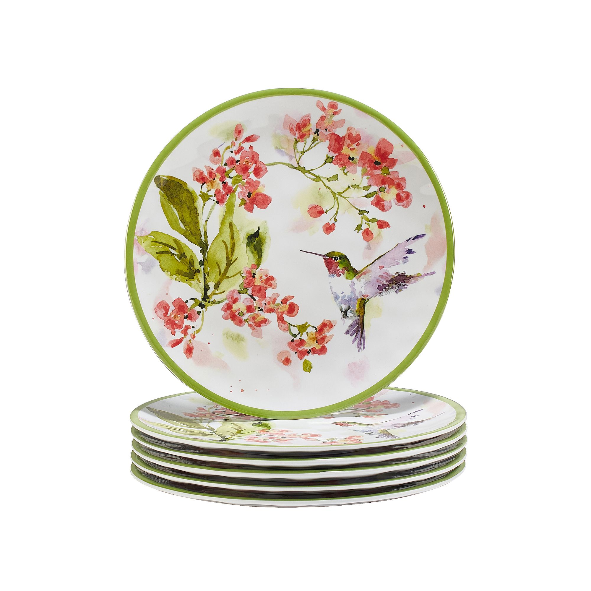 Certified International 6-Piece Hummingbird Salad Plate Set, Multi