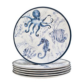 Certified International 6 pc Sea Life Dinner Plate Set