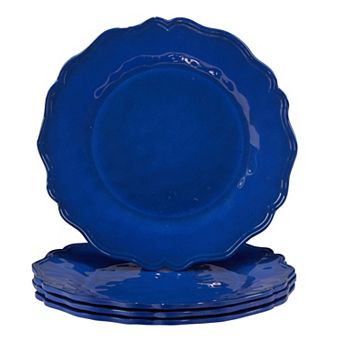 Certified International 4 pc Blue Indigo Crackle Dinner Plate Set