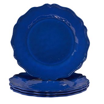 Certified International 4 pc Blue Indigo Crackle Salad Plate Set