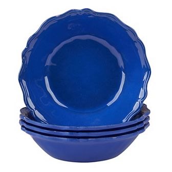Certified International 4 pc Blue Indigo Crackle Bowl Set
