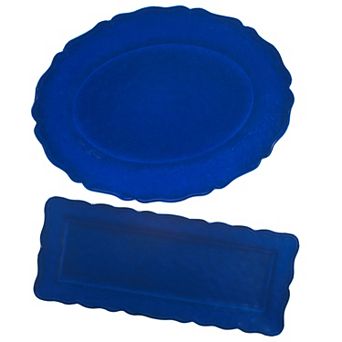 Certified International 2 pc Blue Indigo Platter Set