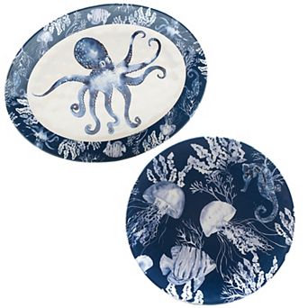 Certified International 2 pc Sea Life Platter Set
