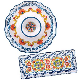 Certified International Flores 2 pc Appetizer Serving Plates Set