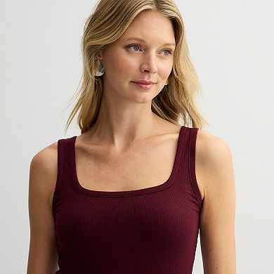 Women's Nine West Fitted Rib Square Neck Tank Top