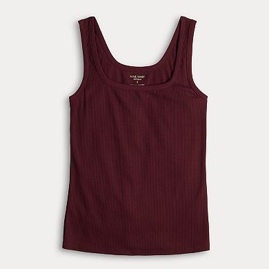 Women's Nine West Fitted Rib Square Neck Tank Top