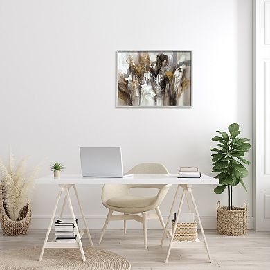 Stupell Home Decor Abstract Cascading Shapes Modern Brown Framed Wall Art