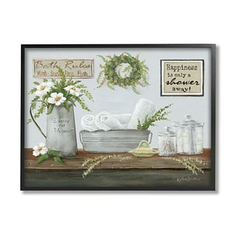 Stupell Home Decor Farmhouse Bathroom Counter Still Life Framed Wall Art