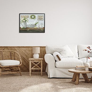 Stupell Home Decor Farmhouse Bathroom Counter Still Life Framed Wall Art