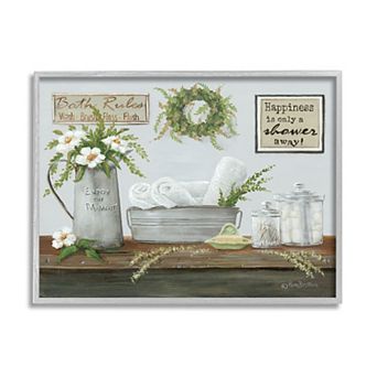 Stupell Home Decor Farmhouse Bathroom Counter Still Life Framed Wall Art
