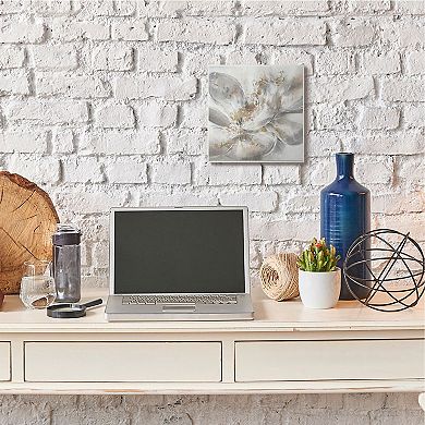 Stupell Home Decor Abstract Flower Bloom Grey Gold Painting Wall Art