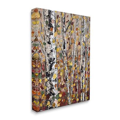 Stupell Home Decor Autumn Birch Trees Abstract Leaves Canvas Wall Art