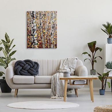 Stupell Home Decor Autumn Birch Trees Abstract Leaves Canvas Wall Art