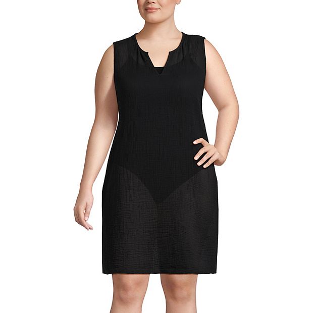 Plus Size Lands End Cotton Gauze Swim Cover up Dress