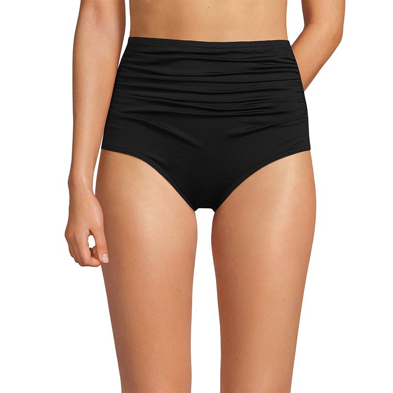 Plus Size Lands' End Chlorine Resistant Tummy Control Bikini Bottoms, Women's, Size: 26 W, Black