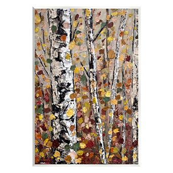 Stupell Home Decor Autumn Birch Trees Abstract Leaves Wall Art