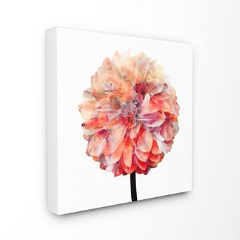 Stupell Home Decor Coral Watercolor Bloom Dahlia Flower Canvas Wall Art