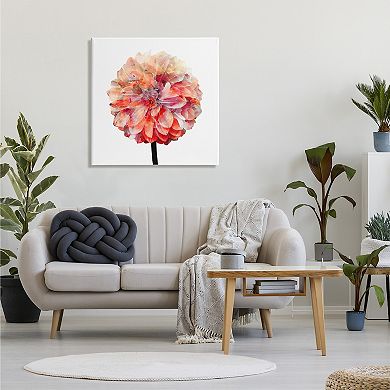 Stupell Home Decor Coral Watercolor Bloom Dahlia Flower Canvas Wall Art