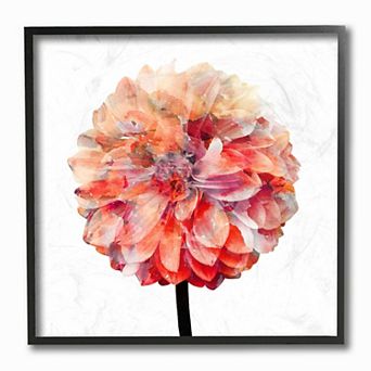Stupell Home Decor Coral Watercolor Bloom Dahlia Flower Framed Wall Art