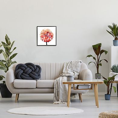 Stupell Home Decor Coral Watercolor Bloom Dahlia Flower Framed Wall Art