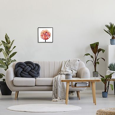 Stupell Home Decor Coral Watercolor Bloom Dahlia Flower Framed Wall Art