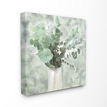 Stupell Home Decor Sage Green Eucalyptus In White Vase Canvas Wall Art