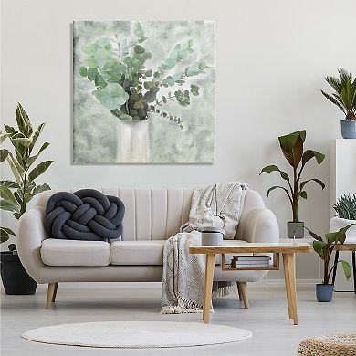 Stupell Home Decor Sage Green Eucalyptus In White Vase Canvas Wall Art