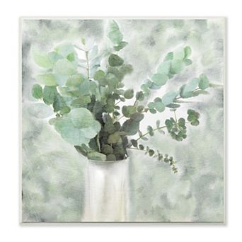 Stupell Home Decor Sage Green Eucalyptus In White Vase Wall Art