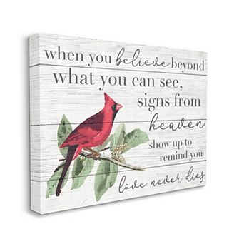 Stupell Home Decor Believe Love Never Dies Cardinal Canvas Wall Art
