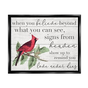 Stupell Home Decor Believe Love Never Dies Cardinal Framed Wall Art