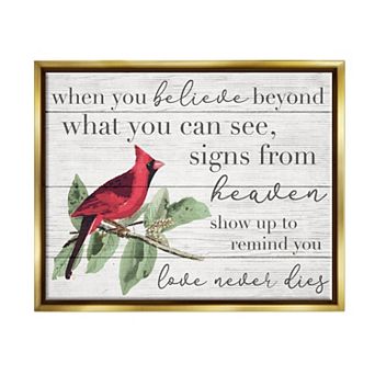 Stupell Home Decor Believe Love Never Dies Cardinal Framed Wall Art