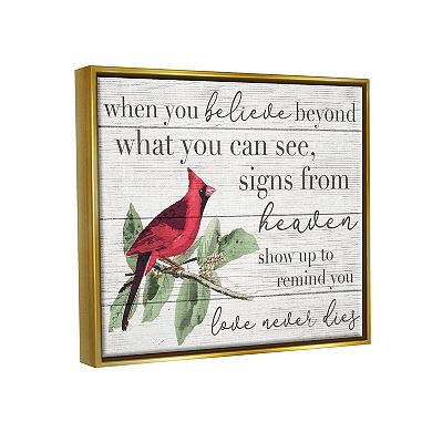 Stupell Home Decor Believe Love Never Dies Cardinal Framed Wall Art
