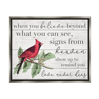 Stupell Home Decor Believe Love Never Dies Cardinal Framed Wall Art